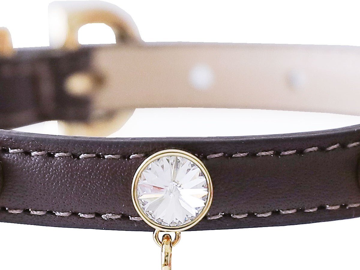 予約 Bloom Swarovski Collar【迷子札】ブラウン