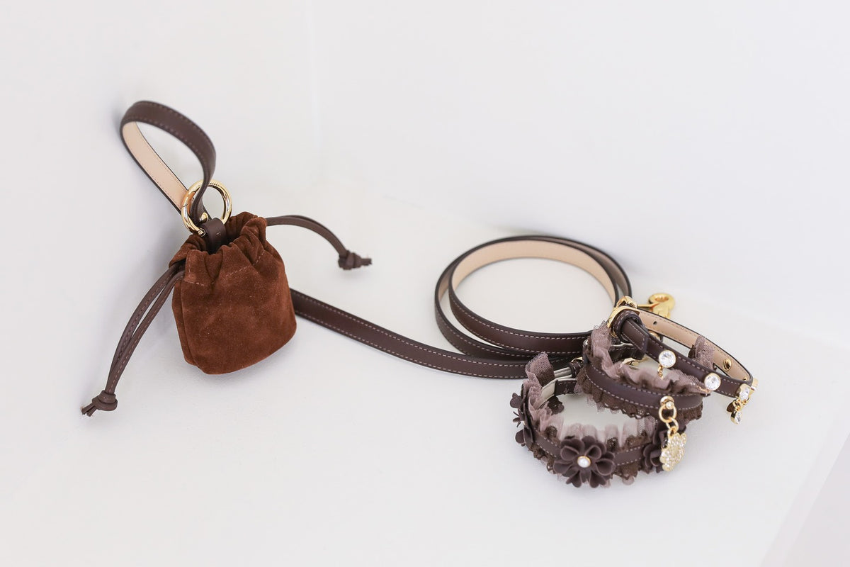 予約 Bloom Swarovski Collar【迷子札】ブラウン