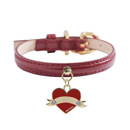 Bloom Collar × In My Heart Pendant【迷子札】 ワイン