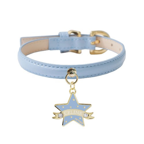 Bloom Collar × You Are My Star Pendant【迷子札】 スカイブルー