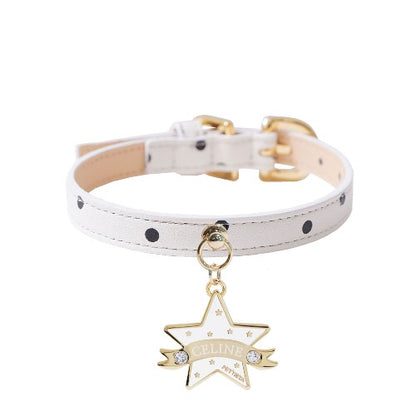 Bloom Collar × You Are My Star Pendant【迷子札】 ポルカドット ホワイト