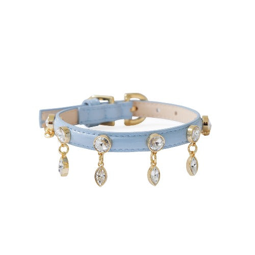 Bloom Swarovski Collar【迷子札】スカイブルー