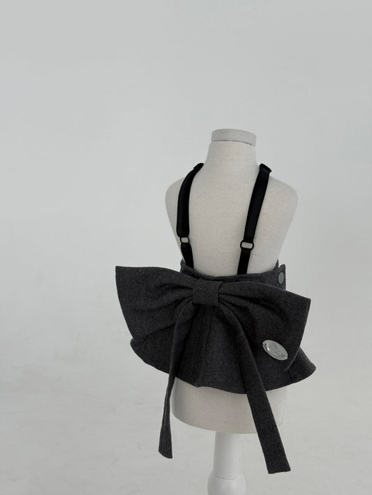 【PRE-ORDER】Grey Wool Pinafore Skirt
