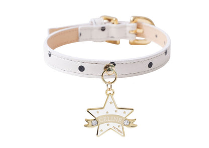 Bloom Collar × You Are My Star Pendant【迷子札】 ポルカドット ホワイト