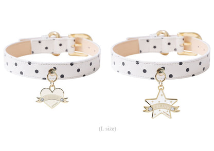 Bloom Collar × You Are My Star Pendant【迷子札】 ポルカドット ホワイト