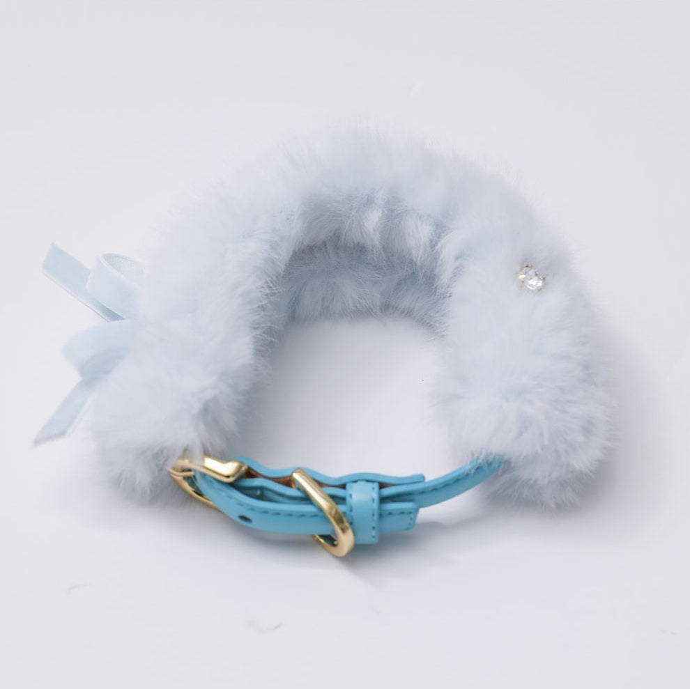 Eco Fur Pompom ブルー