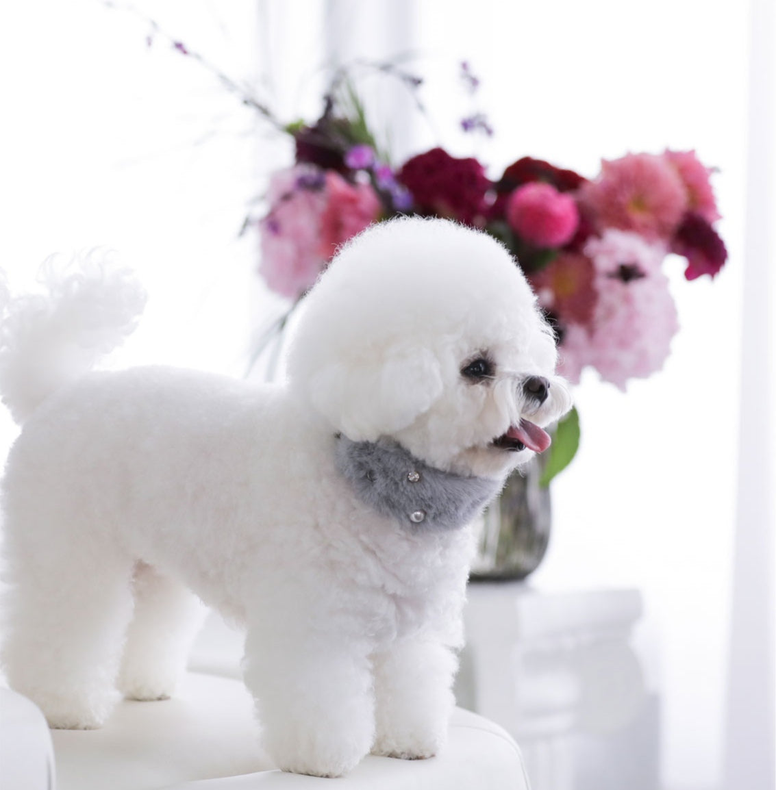 一部即納 Eco Fur Pompom グレー