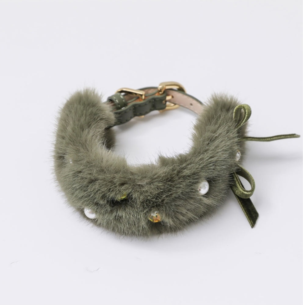 一部即納 Eco Fur Pompom カーキ