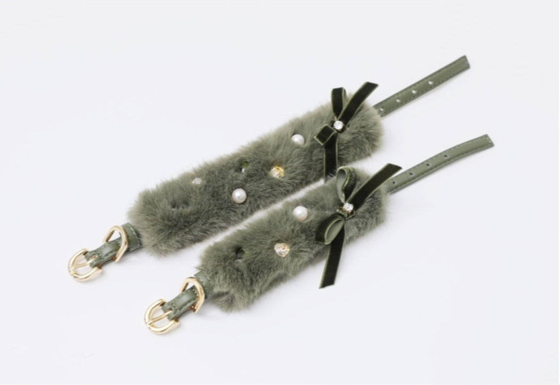 一部即納 Eco Fur Pompom カーキ