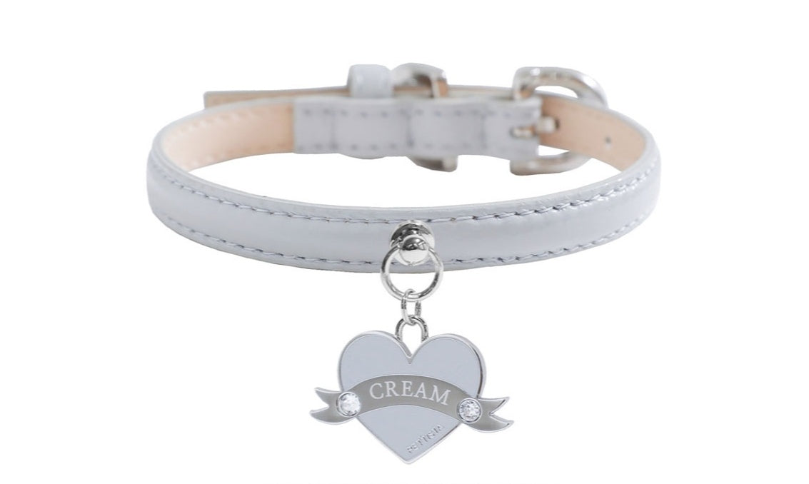 Bloom Collar × In My Heart Pendant【迷子札】 ミルクグレー