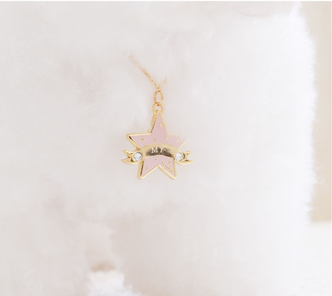 You Are My Star Swarovski Necklace【迷子札】ピンク